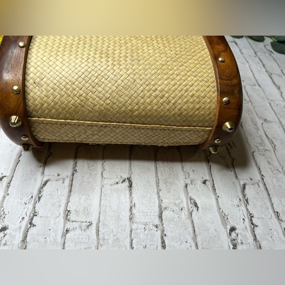 Vintage Hawaiian Monkey Pod Rafia Purse 50’s 60’s - Picture 7 of 12